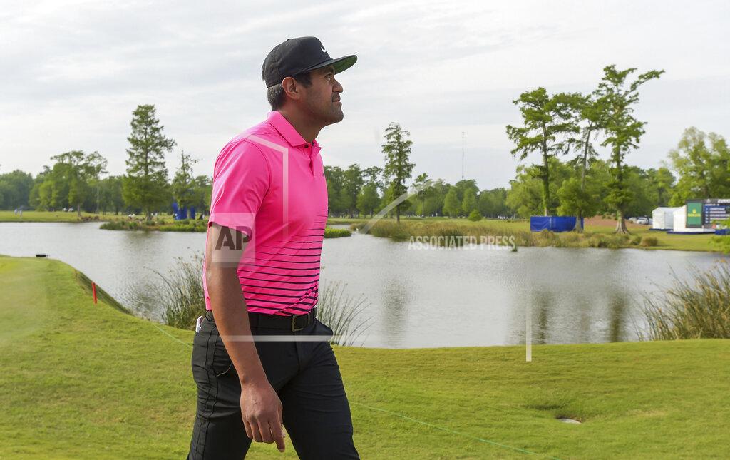 Max Becherer Tony Finau walks to the 18th tee during the second round of the Zurich Classic golf tournament at TPC Louisiana in Avondale, La., Friday, April 23, 2021. (Max Becherer/The Times-Picayune/The New Orleans Advocate via AP)
