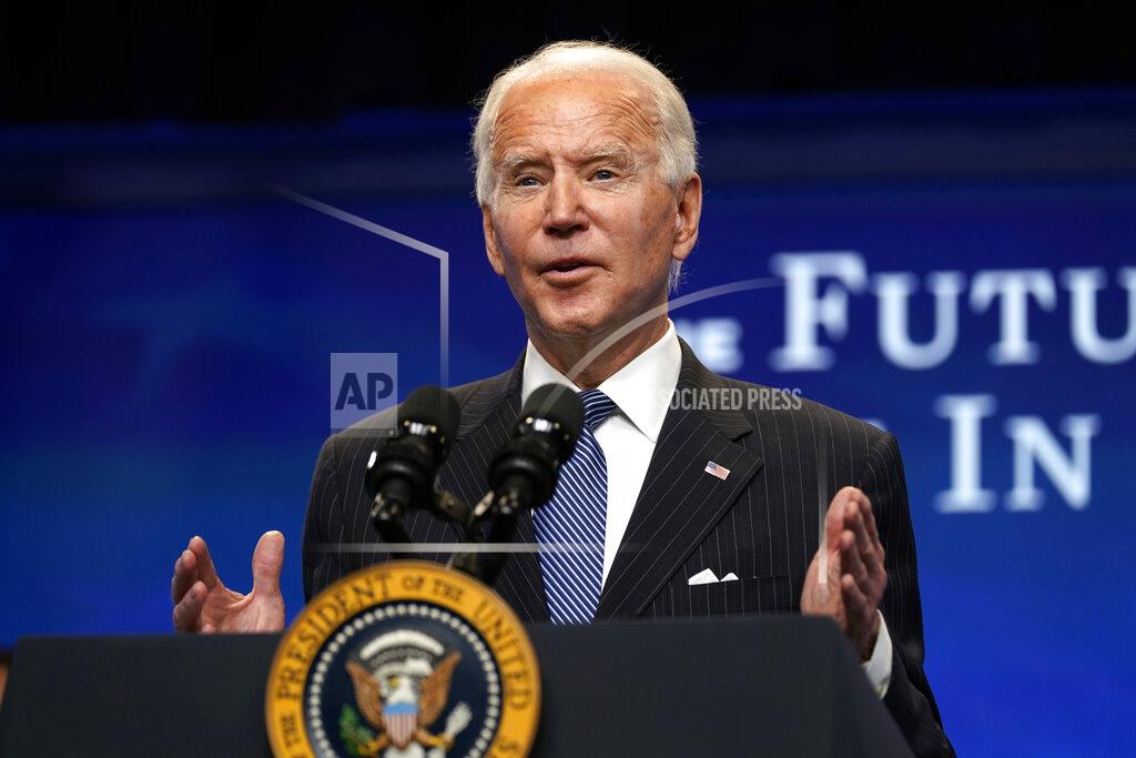 Evan Vucci President Joe Biden speaks during an event on American manufacturing, in the South Court Auditorium on the White House complex, Monday, Jan. 25, 2021, in Washington. (AP Photo/Evan Vucci)