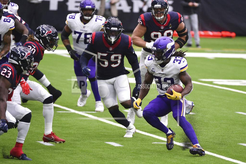 Eric Christian Smith Minnesota Vikings running back Dalvin Cook (33) runs against the Houston Texans during first half of an NFL football game Sunday, Oct. 4, 2020, in Houston. (AP Photo/Eric Christian Smith)