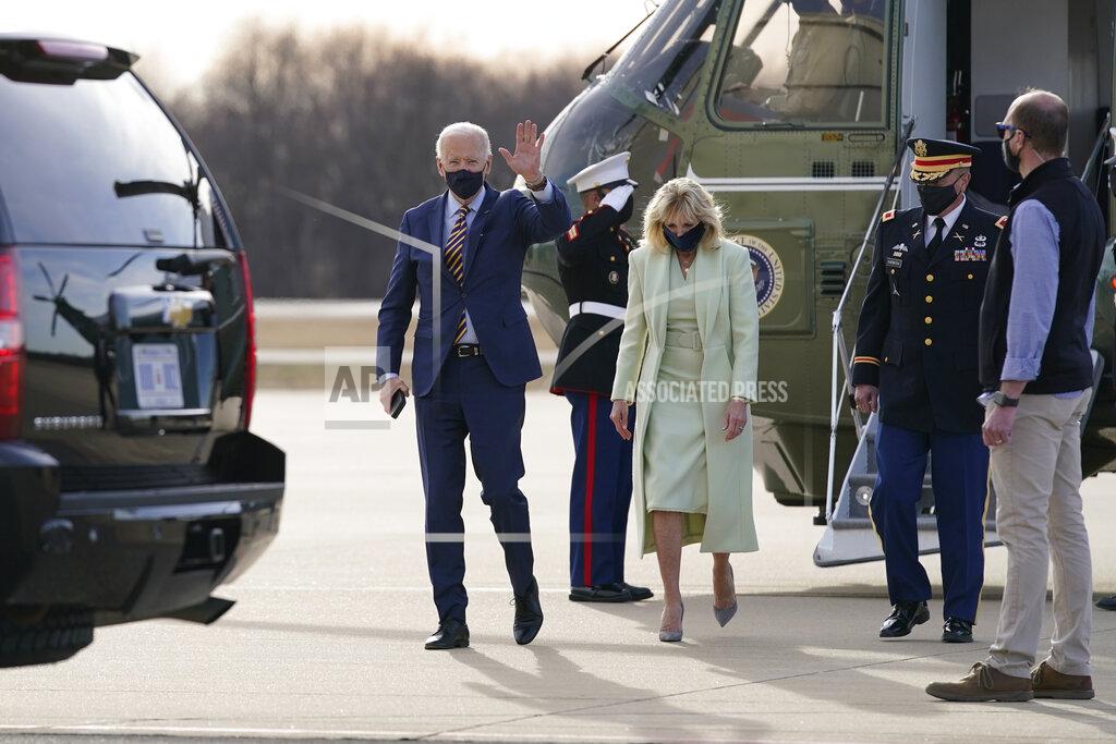 Patrick Semansky FILE - In this March 12, 2021, file photo President Joe Biden and first lady Jill Biden walk to a motorcade vehicle after stepping off Marine One at Delaware Air National Guard Base in New Castle, Del. The Bidens are spending the weekend at their home in Delaware. (AP Photo/Patrick Semansky, File)