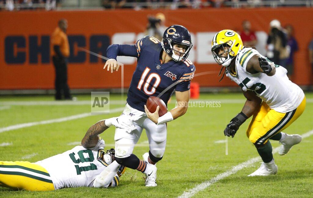 Charles Rex Arbogast Green Bay Packers' Preston Smith sacks Chicago Bears' Mitchell Trubisky during the second half of an NFL football game Thursday, Sept. 5, 2019, in Chicago. The Packers won 10-3. (AP Photo/Charles Rex Arbogast)