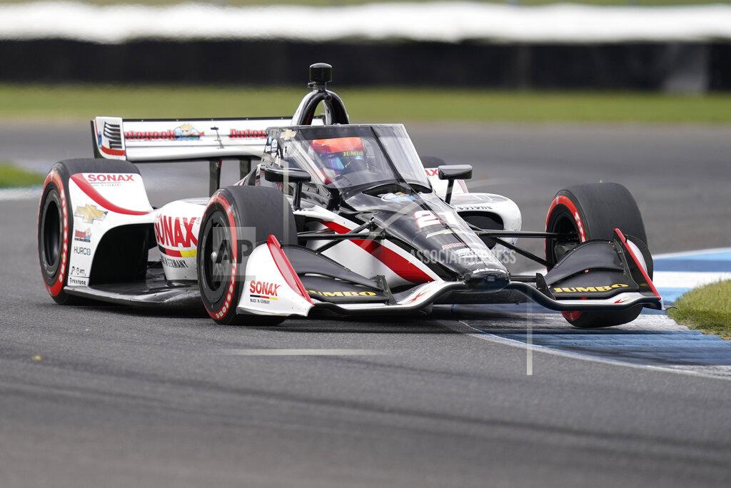 Darron Cummings Rinus VeeKay, of the Netherlands, drives into an turn during a IndyCar auto race at Indianapolis Motor Speedway, Friday, Oct. 2, 2020, in Indianapolis. (AP Photo/Darron Cummings)