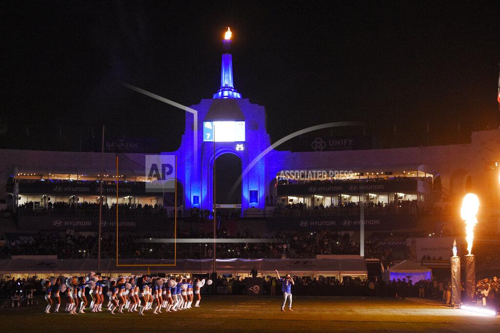 Mark J. Terrill Singer French Montana performs during an NFL divisional football playoff game between the Los Angeles Rams and the Dallas Cowboys Saturday, Jan. 12, 2019, in Los Angeles. (AP Photo/Mark J. Terrill)