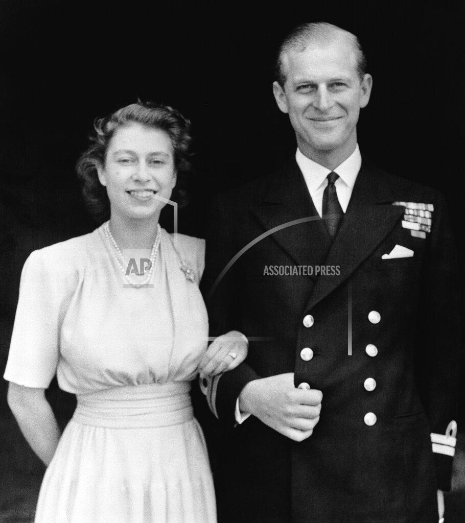 Uncredited FILE - Britain's Princess Elizabeth appears with Lieut. Philip Mountbatten, in London on July 10, 1947. (AP Photo, File)