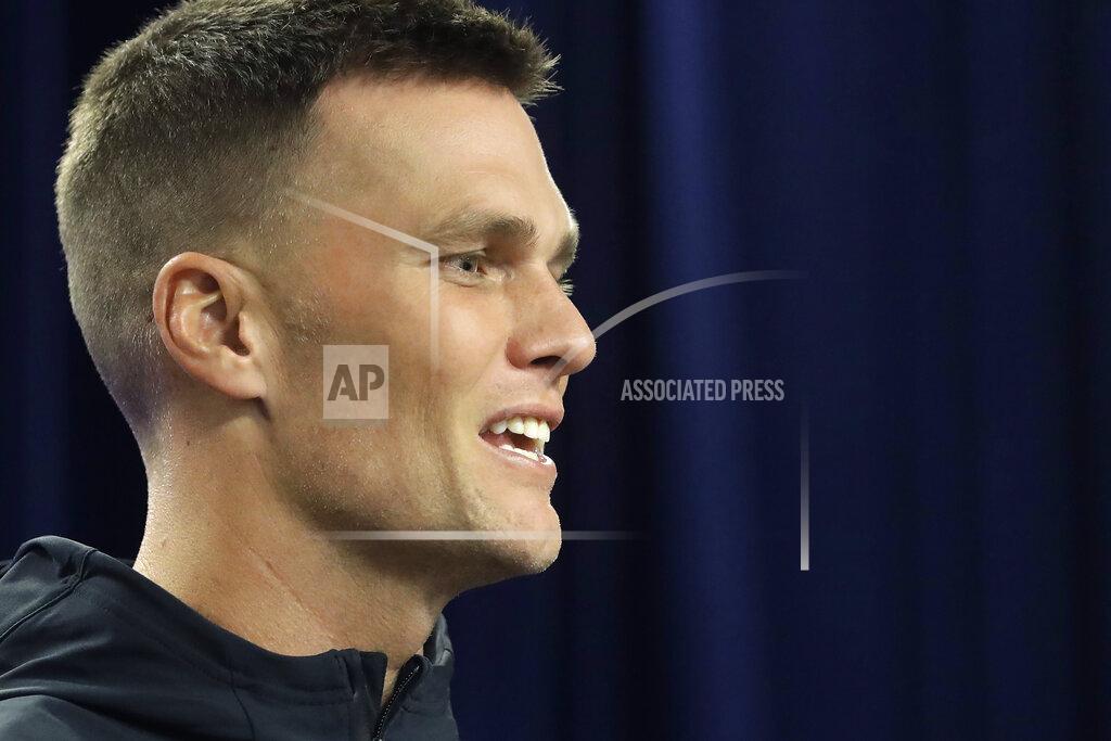 Steven Senne New England Patriots quarterback Tom Brady takes questions from reporters following NFL football practice, Wednesday, Sept. 11, 2019, in Foxborough, Mass. (AP Photo/Steven Senne)