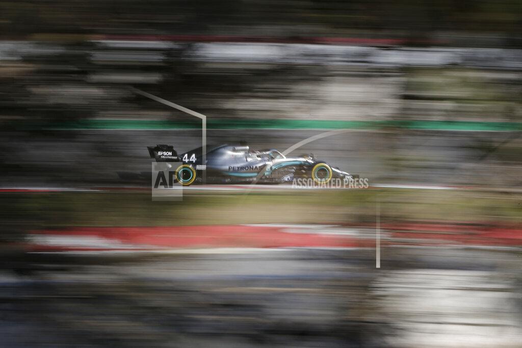 Joan Monfort Mercedes driver Lewis Hamilton of Britain drives during a Formula One pre-season testing session at the Barcelona Catalunya racetrack in Montmelo, outside Barcelona, Spain, Wednesday, Feb. 27, 2019. (AP Photo/Joan Monfort)