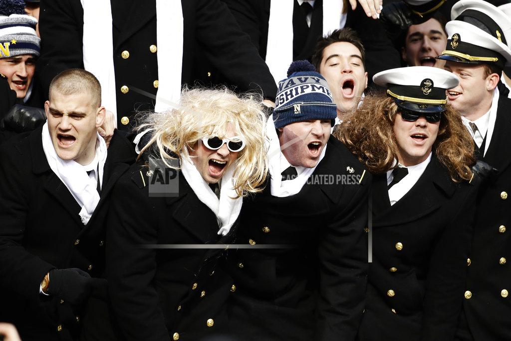 Matt Rourke Navy midshipmen cheer ahead of an NCAA college football against Army, Saturday, Dec. 8, 2018, in Philadelphia,. (AP Photo/Matt Rourke)