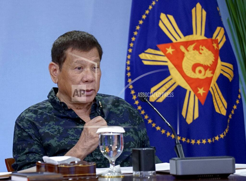King Rodriguez In this photo provided by the Malacanang Presidential Photographers Division, Philippine President Rodrigo Duterte speaks to members of the Inter-Agency Task Force on the Emerging Infectious Diseases at the Malacanang presidential palace in Manila, Philippines on Wednesday March 24, 2021. The Philippine president has ordered at least nine city and town mayors investigated for possible charges after they reportedly jumped ahead of a priority list led by 1.7 million health workers and got injected with COVID-19 vaccine amid a shortage in supply. (King Rodriguez/ Malacanang Presidential Photographers Division via AP)