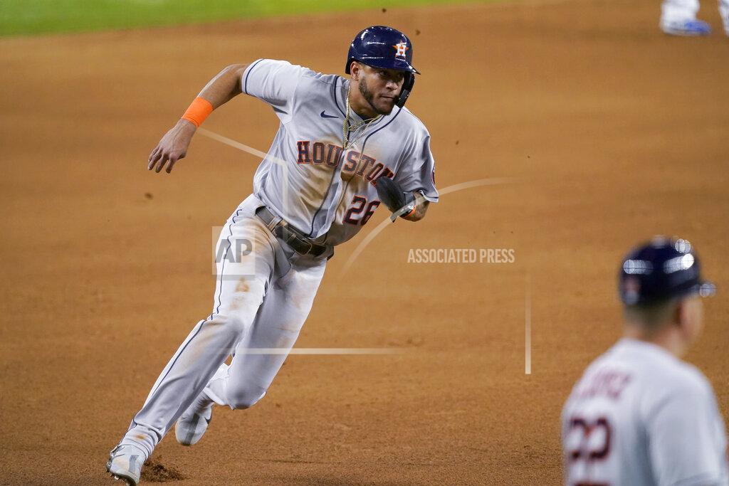 Tony Gutierrez Houston Astros' Jose Siri advances to third on a wild pitch during the fifth inning of the team's baseball game against the Texas Rangers in Arlington, Texas, Tuesday, Sept. 14, 2021. (AP Photo/Tony Gutierrez)