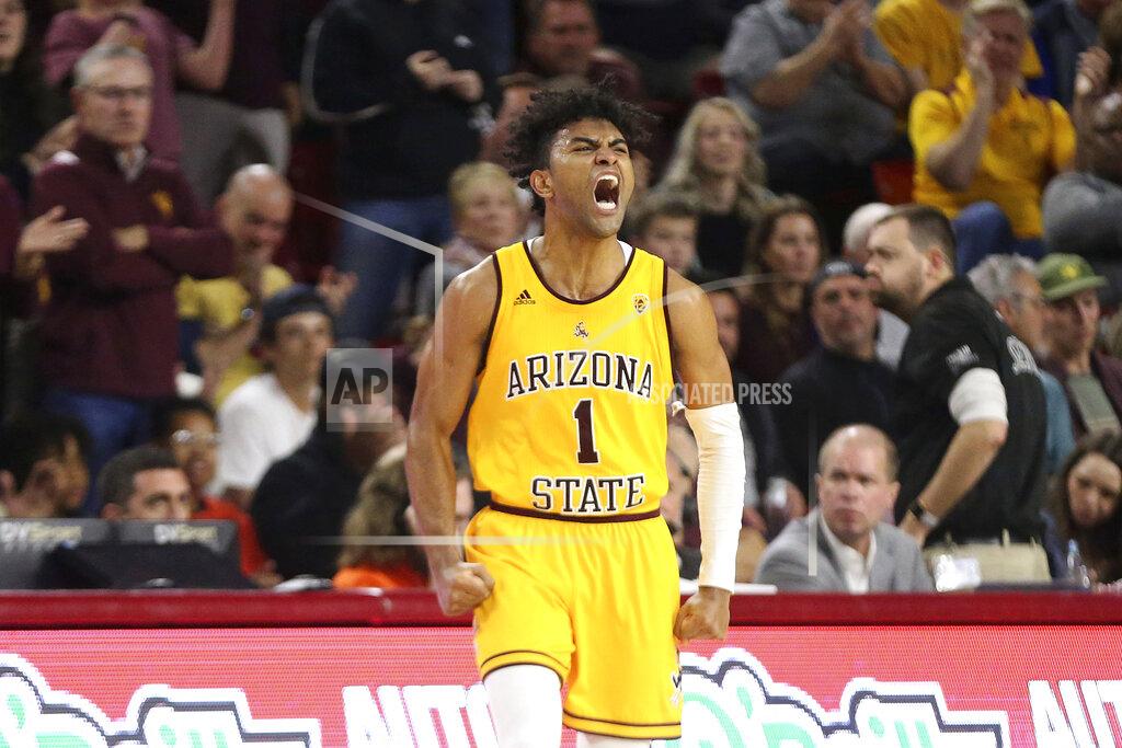 Darryl Webb Arizona State's Remy Martin (1) shows his feelings after a run by his Sun Devils against Oregon State during the second half of an NCAA college basketball game Saturday, Feb. 22, 2020, in Tempe, Ariz. (AP Photo/Darryl Webb)