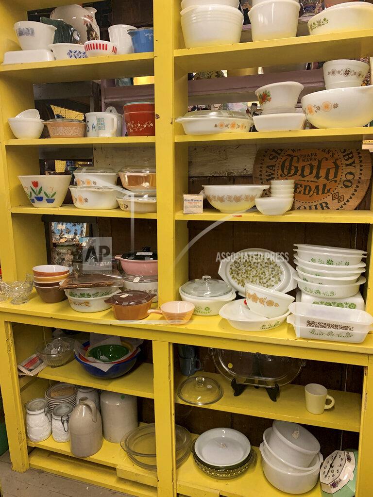 Tracee Herbaugh This image provided by Tracee Herbaugh shows one area of vintage dishes for sale at "Downstairs at Felton Antiques" in Waltham, Massachusetts. Some collectors buy vintage dishware to try to re-sell it at a profit, while others are in it for nostalgia. "It reminds them of their mothers, aunts, grandmothers," said Hope Chudy, owner of Downstairs at Felton Antiques. (Tracee Herbaugh via AP)