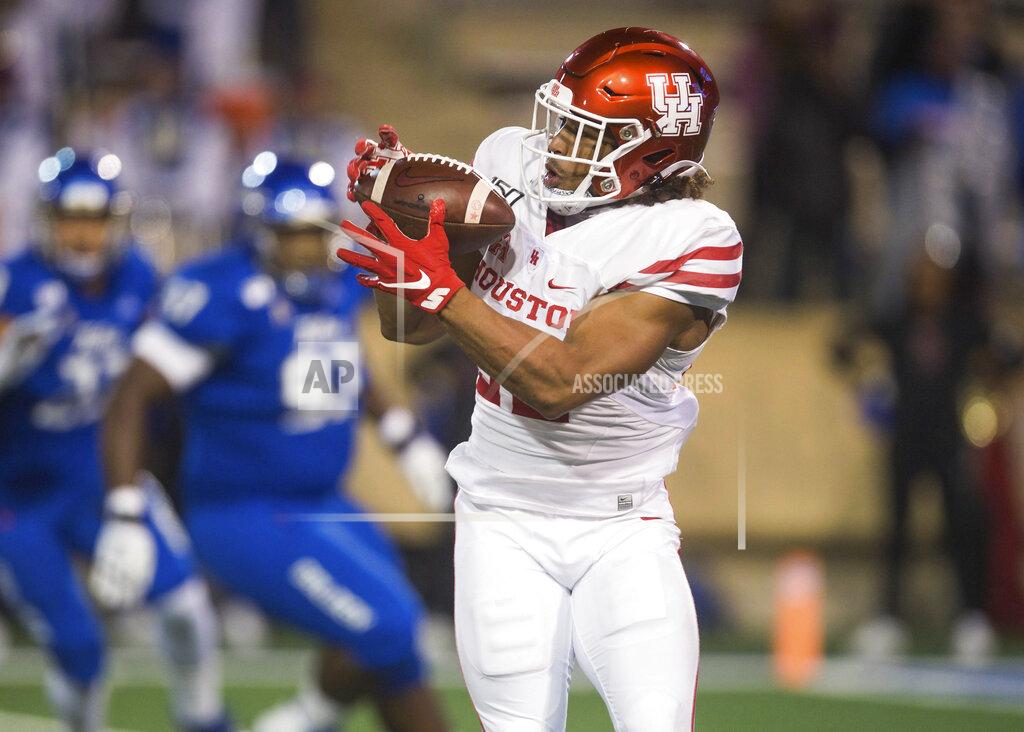 Brett Rojo Houston running back Kyle Porter makes a reception during the team's NCAA college football game against Tulsa on Saturday, Nov. 23, 2019, in Tulsa, Okla. (Brett Rojo/Tulsa World via AP)
