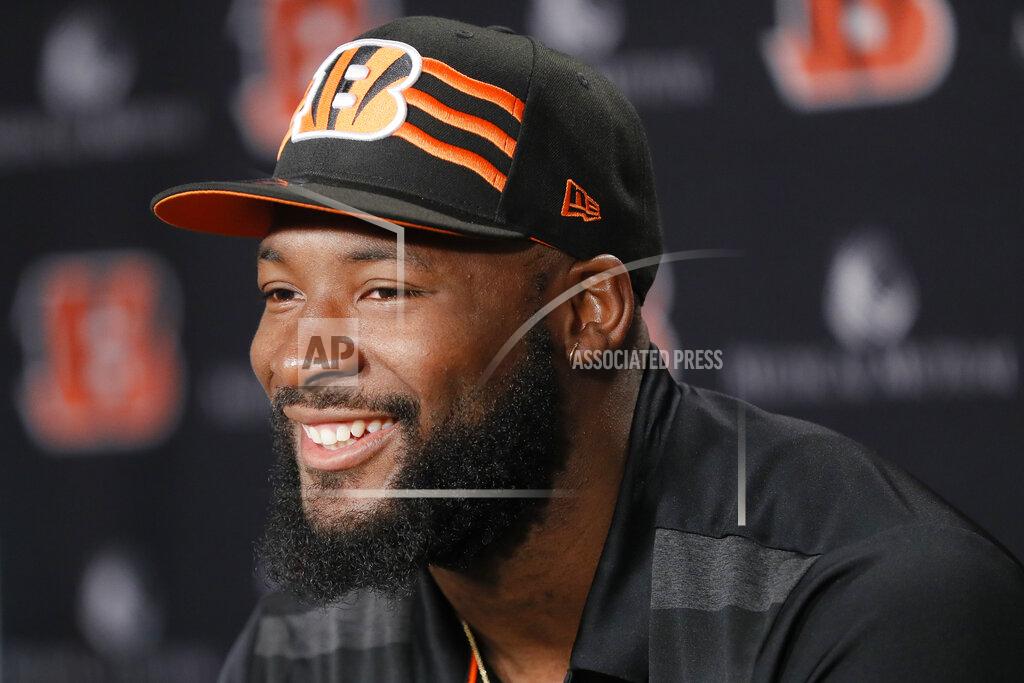 John Minchillo Cincinnati Bengals football third round NFL draft pick Germaine Pratt speaks during a news conference at Paul Brown Stadium, Saturday, April 27, 2019, in Cincinnati. (AP Photo/John Minchillo)