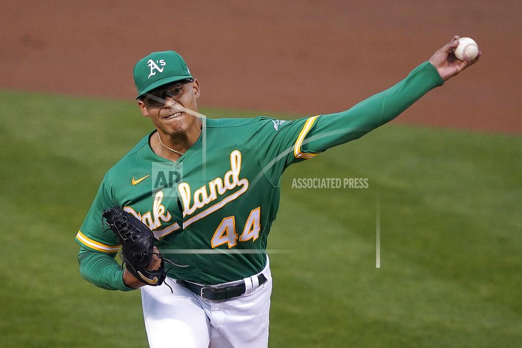 Tony Avelar Oakland Athletics starting pitcher Jesus Luzardo throws against the San Diego Padres during the first inning of a baseball game in Oakland, Calif., Friday, Sept. 4, 2020. (AP Photo/Tony Avelar)