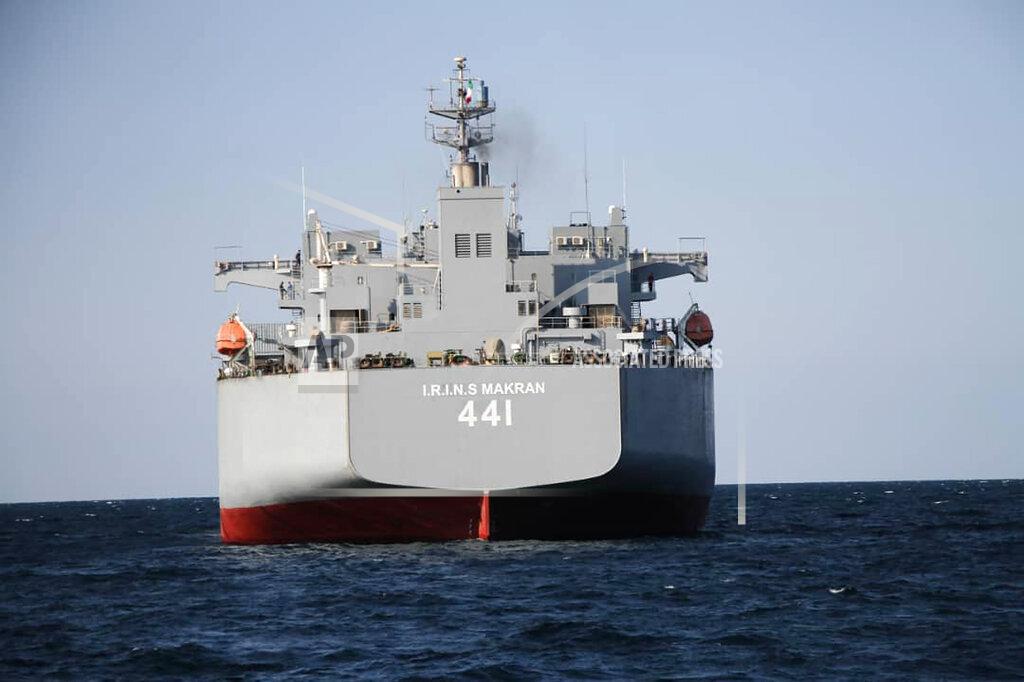 Uncredited This photo released on Tuesday, Jan. 12, 2021 by the Iranian Army, shows Iran-made warship Makran prior to be joined to the Navy, in Iran. Iran's navy was poised to begin a short-range missile drill in the Gulf of Oman on Wednesday, state TV reported, amid heightened regional tensions over Tehran's nuclear program and a U.S. pressure campaign against the Islamic Republic. (Iranian Army via AP)