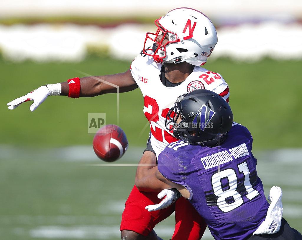Jim Young Nebraska's Dicaprio Bootle, left, breaks up a pass intended for Northwestern's Ramaud Chiaokhiao-Bowman during the second half of an NCAA college football game Saturday, Oct. 13, 2018, in Evanston, Ill. (AP Photo/Jim Young)