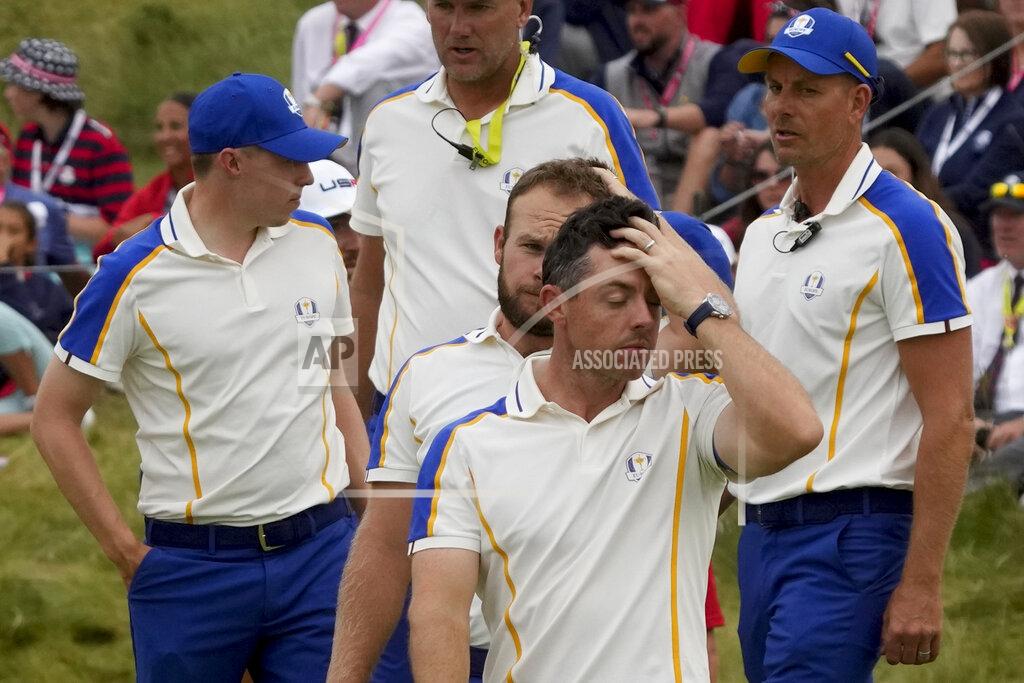 Charlie Neibergall Team Europe's Rory McIlroy reacts after their loss to Team USA during the Ryder Cup at the Whistling Straits Golf Course Sunday, Sept. 26, 2021, in Sheboygan, Wis. (AP Photo/Charlie Neibergall)