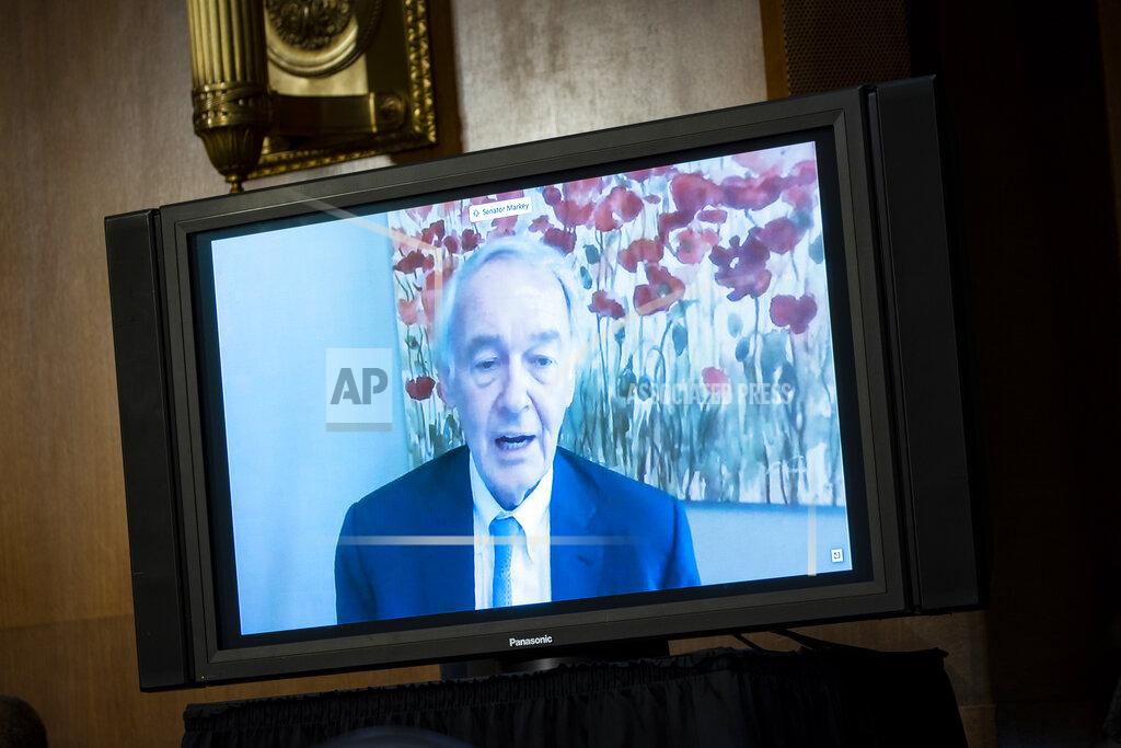Al Drago Sen. Ed Markey, a D-Mass., speaks virtually during a Senate Environment and Public Works Committee oversight hearing to examine the Environmental Protection Agency, Wednesday, May 20, 2020 on Capitol Hill in Washington. (Al Drago/Pool via AP)