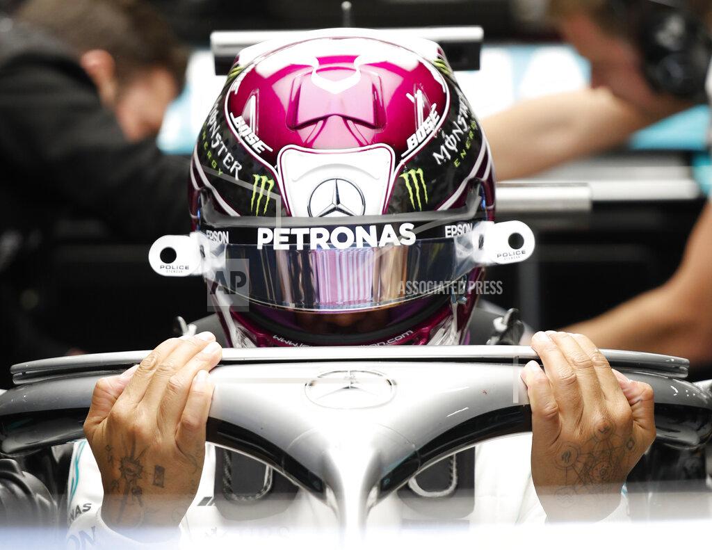 Joan Monfort Mercedes-AMG Petronas' Lewis Hamilton prepares for a Formula One pre-season testing session at the Barcelona Catalunya racetrack in Montmelo, outside Barcelona, Spain, Wednesday, Feb. 19, 2020. (AP Photo/Joan Monfort)