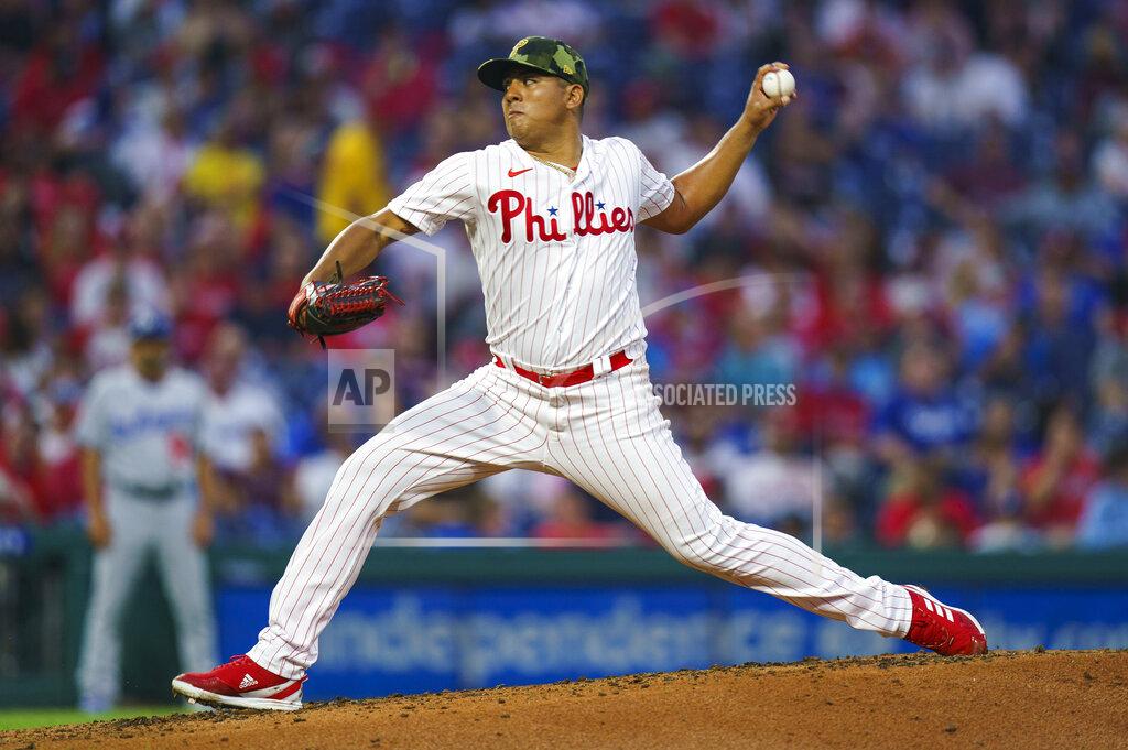 Chris Szagola Philadelphia Phillies starting pitcher Ranger Suarez throws during the third inning of the team's baseball game against the Los Angeles Dodgers, Friday, May 20, 2022, in Philadelphia. (AP Photo/Chris Szagola)