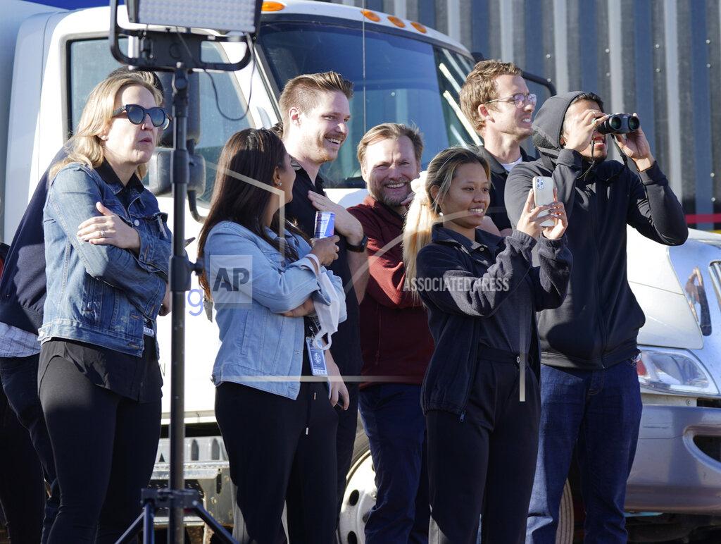 Lm Otero Observers watch Blue Origin's New Shepard rocket launch from its spaceport near Van Horn, Texas, Wednesday, Oct. 13, 2021. (AP Photo/LM Otero)