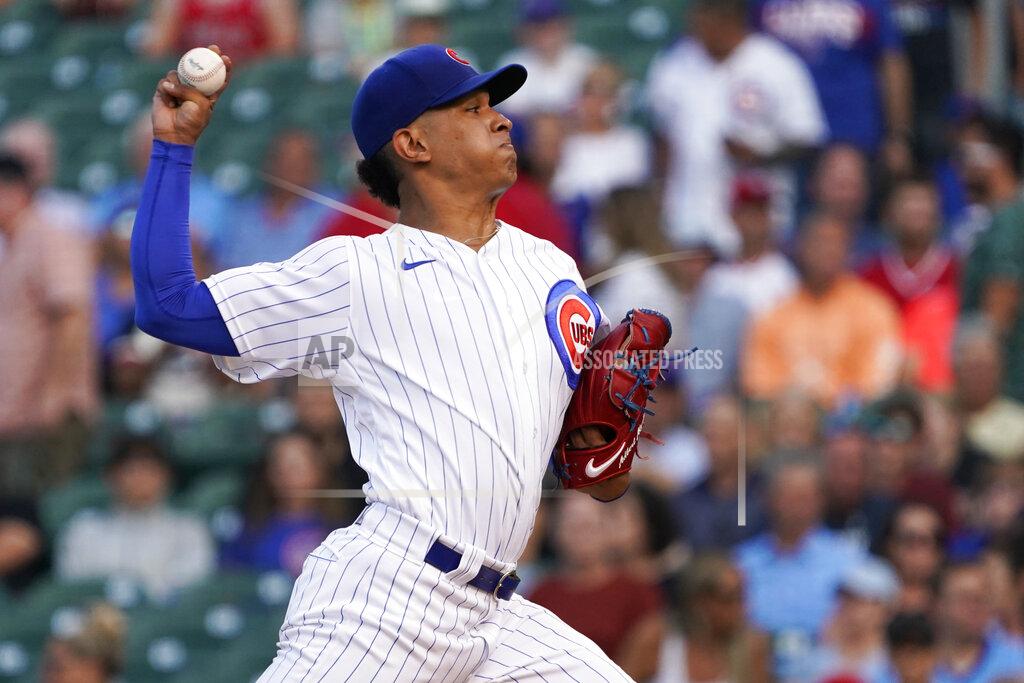 David Banks Chicago Cubs starting pitcher Adbert Alzolay throws to a Cincinnati Reds batter during the first inning of a baseball game, Tuesday, July 27, 2021, in Chicago. (AP Photo/David Banks)