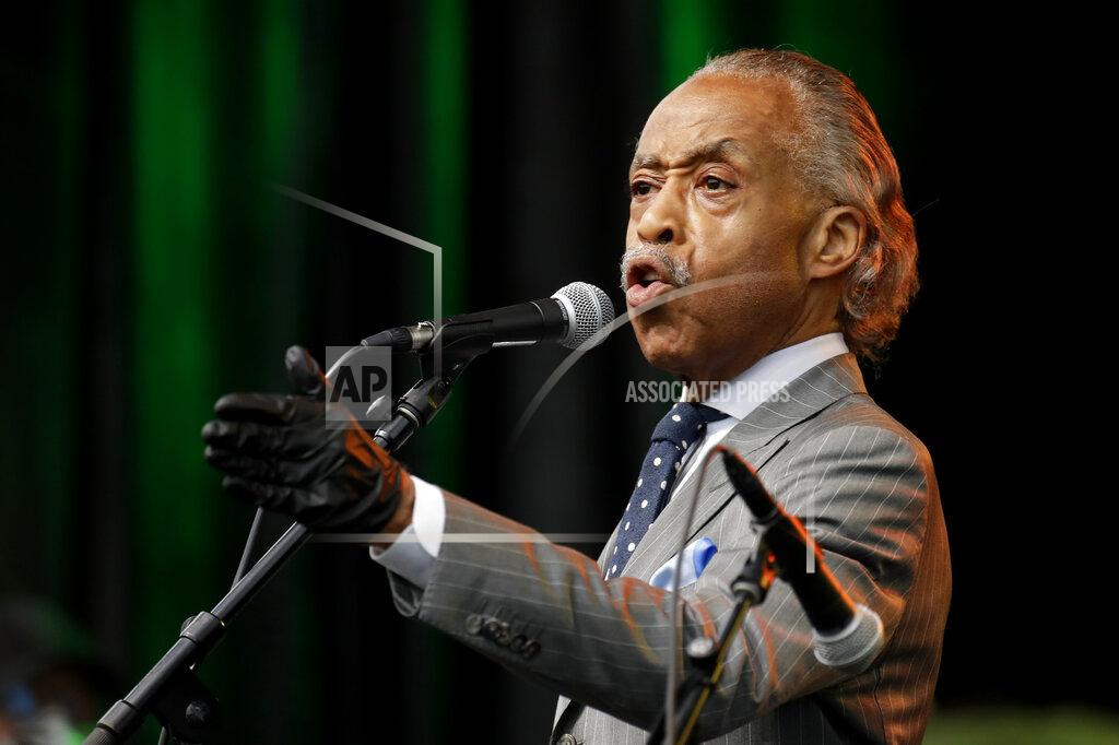 Charlie Riedel The Rev. Al Sharpton addresses the crowd at a Juneteenth rally in Tulsa, Okla., Friday, June 19, 2020. Juneteenth marks the day in 1865 when federal troops arrived in Galveston, Texas, to take control of the state and ensure all enslaved people be freed, more than two years after the Emancipation Proclamation. (AP Photo/Charlie Riedel)