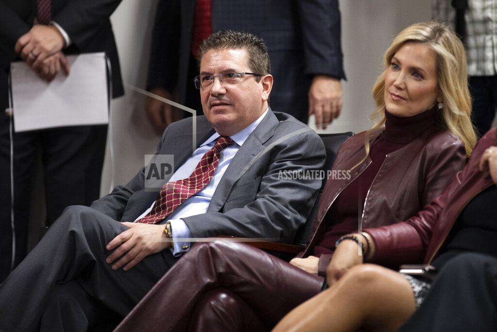 Alex Brandon Washington Redskins owner Dan Snyder, left, and his wife Tanya Snyder, listen to head coach Ron Rivera during a news conference at the team's NFL football training facility, Thursday, Jan. 2, 2020 in Ashburn, Va. (AP Photo/Alex Brandon)