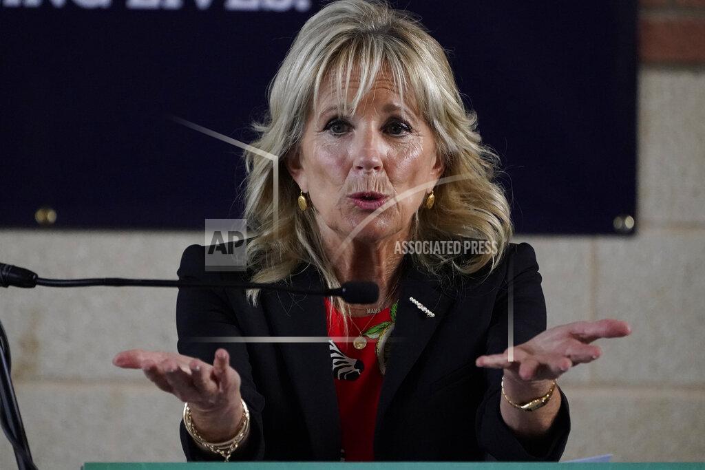 Rogelio V. Solis First Lady Jill Biden speaks about how vaccinated people have the freedom to again interact without fear of getting sick, during her visit to a COVID-19 vaccination site at Jackson State University in Jackson, Miss., Tuesday, June 22, 2021, as part of the Biden administration's nationwide tour to reach Americans who haven't been vaccinated and to promote vaccine education. (AP Photo/Rogelio V. Solis)
