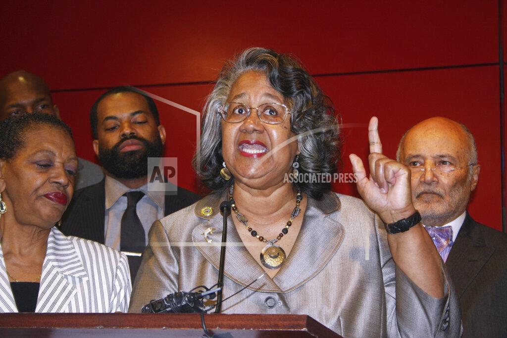 FILE - In an April 12, 2017 file photo, Delegate Cheryl Glenn, a Baltimore Democrat, calls for a special session to approve additional licenses to grow medical marijuana during a news conference in Baltimore. Federal prosecutors are recommending a three-year prison sentence for the former Maryland state lawmaker who pleaded guilty to charges she accepted more than $33,000 in bribes in exchange for legislative favors. Glenn’s attorney on Thursday, July 23, 2020 urged U.S. District Judge Catherine Blake to sentence the Baltimore Democrat to probation and home detention instead of incarceration. (AP Photo/Brian Witte, file)