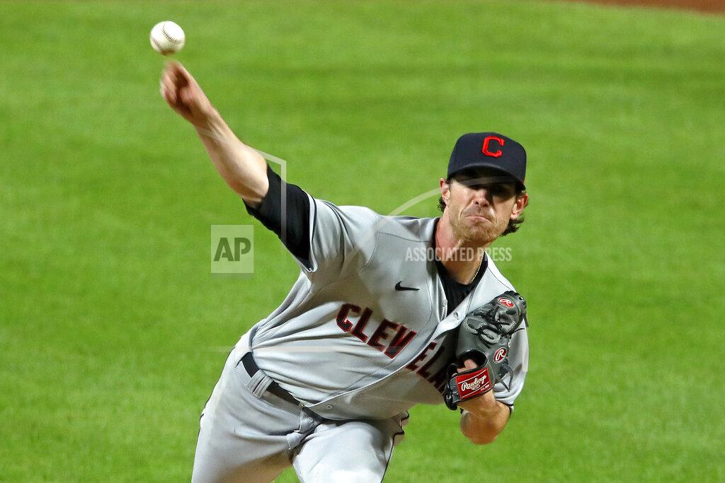 Gene J. Puskar Cleveland Indians starting pitcher Shane Bieber delivers during the sixth inning of a baseball game against the Pittsburgh Pirates in Pittsburgh, Thursday, Aug. 20, 2020. The Indians won 2-0. (AP Photo/Gene J. Puskar)