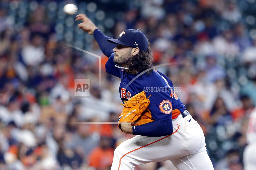 Michael Wyke Houston Astros starting pitcher Lance McCullers Jr. throws against the Los Angeles Angels during the first inning of a baseball game Sunday, April 25, 2021, in Houston. (AP Photo/Michael Wyke)