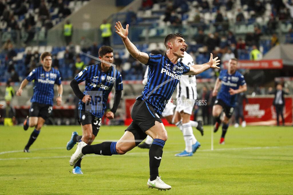 Antonio Calanni Atalanta's Ruslan Malinovskyi celebrates his goal against Juventus during the Italian Cup soccer final match between Atalanta and Juventus at the Mapei Stadium in Reggio Emilia, Italy, Wednesday, May 19, 2021. (AP Photo/Antonio Calanni)
