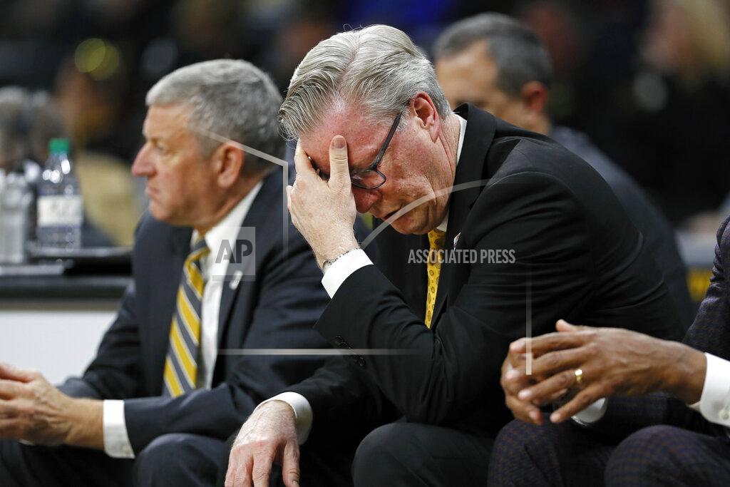 Charlie Neibergall Iowa head coach Fran McCaffery reacts on the bench during the second half of an NCAA college basketball game against DePaul, Monday, Nov. 11, 2019, in Iowa City, Iowa. DePaul won 93-78. (AP Photo/Charlie Neibergall)