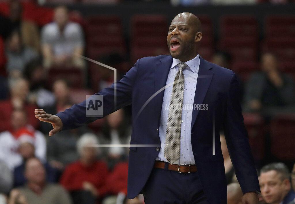 Jeff Chiu California coach Wyking Jones gestures during the first half of the team's NCAA college basketball game against Stanford in Stanford, Calif., Thursday, March 7, 2019. (AP Photo/Jeff Chiu)