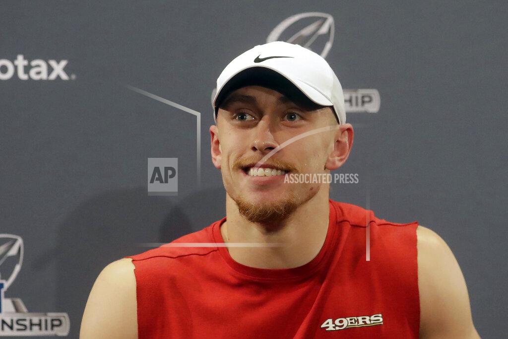 Jeff Chiu San Francisco 49ers tight end George Kittle speaks at a news conference at the team's NFL football training facility in Santa Clara, Calif., Thursday, Jan. 16, 2020. The 49ers are scheduled to host the Green Bay Packers in the NFC Championship game Sunday. (AP Photo/Jeff Chiu)