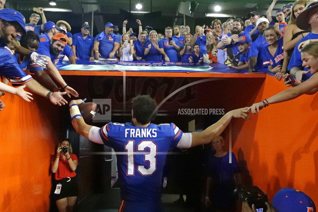 John Raoux Florida quarterback Feleipe Franks greets fans as he leaves the field after Florida defeated LSU i27-19 in an NCAA college football game, Saturday, Oct. 6, 2018, in Gainesville, Fla. (AP Photo/John Raoux)