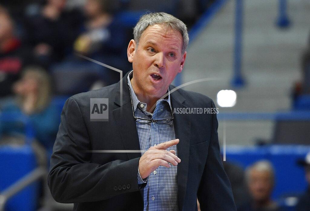 Jessica Hill Maine head coach Richard Barron gestures during the first half of an NCAA college basketball game against Connecticut, Sunday, Dec. 1, 2019, in Hartford, Conn. (AP Photo/Jessica Hill)