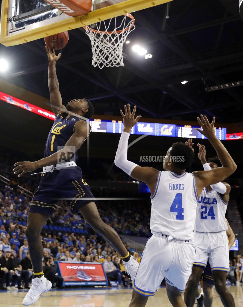 Marcio Jose Sanchez California guard Darius McNeill (1) scores past UCLA guard Jaylen Hands (4) during the first half of an NCAA college basketball game Saturday, Jan. 5, 2019, in Los Angeles. (AP Photo/Marcio Jose Sanchez)