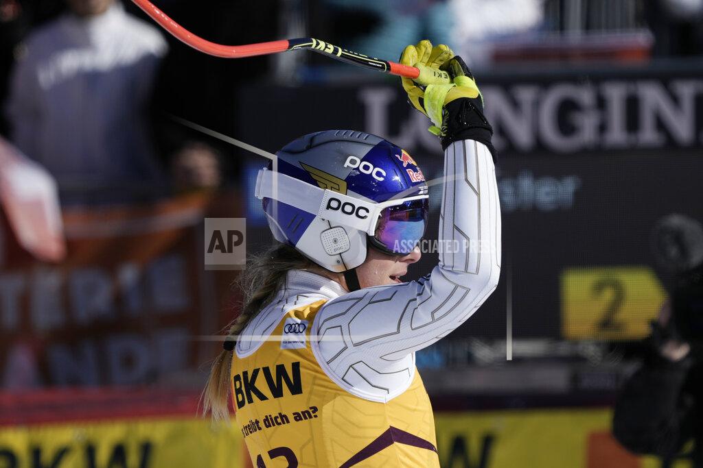 Giovanni Auletta Czech Republic's Ester Ledecka reacts after completing an alpine ski, women's World Cup downhill race, in Crans Montana, Switzerland, Sunday, Feb. 27, 2022. (AP Photo/Giovanni Auletta)