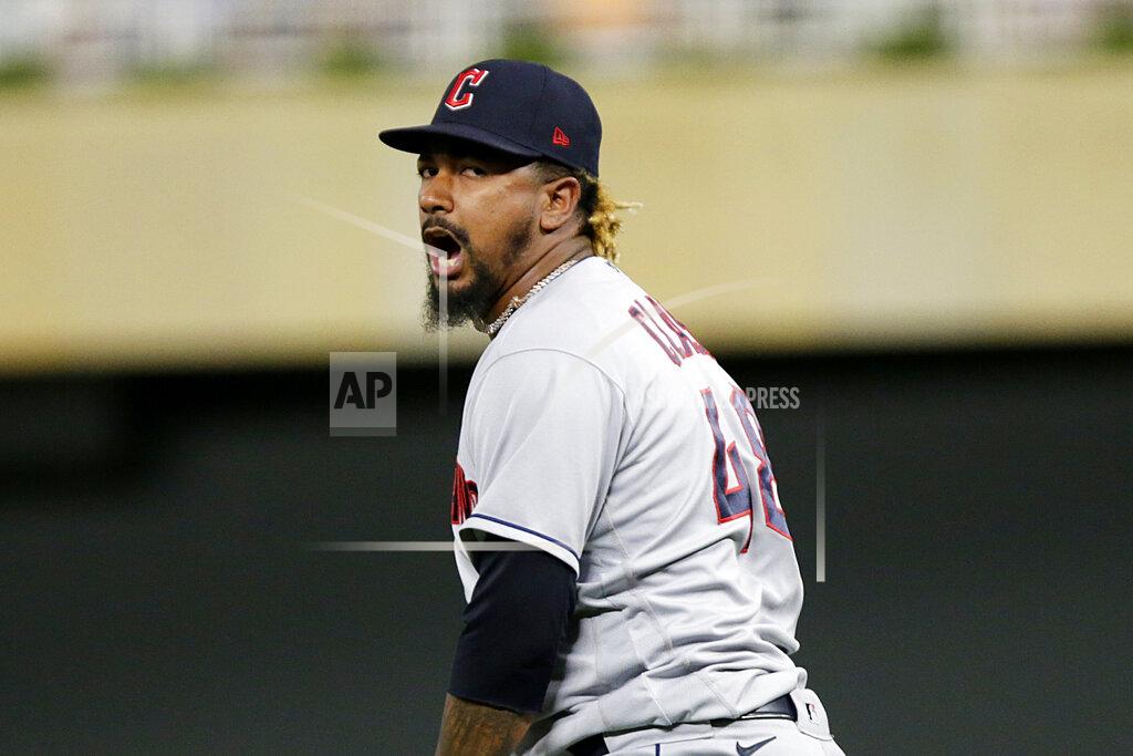 Andy Clayton-King Cleveland Guardians relief pitcher Emmanuel Clase celebrates after the Guardians defeated the Minnesota Twins in a baseball game Wednesday, June 22, 2022, in Minneapolis. (AP Photo/Andy Clayton-King)