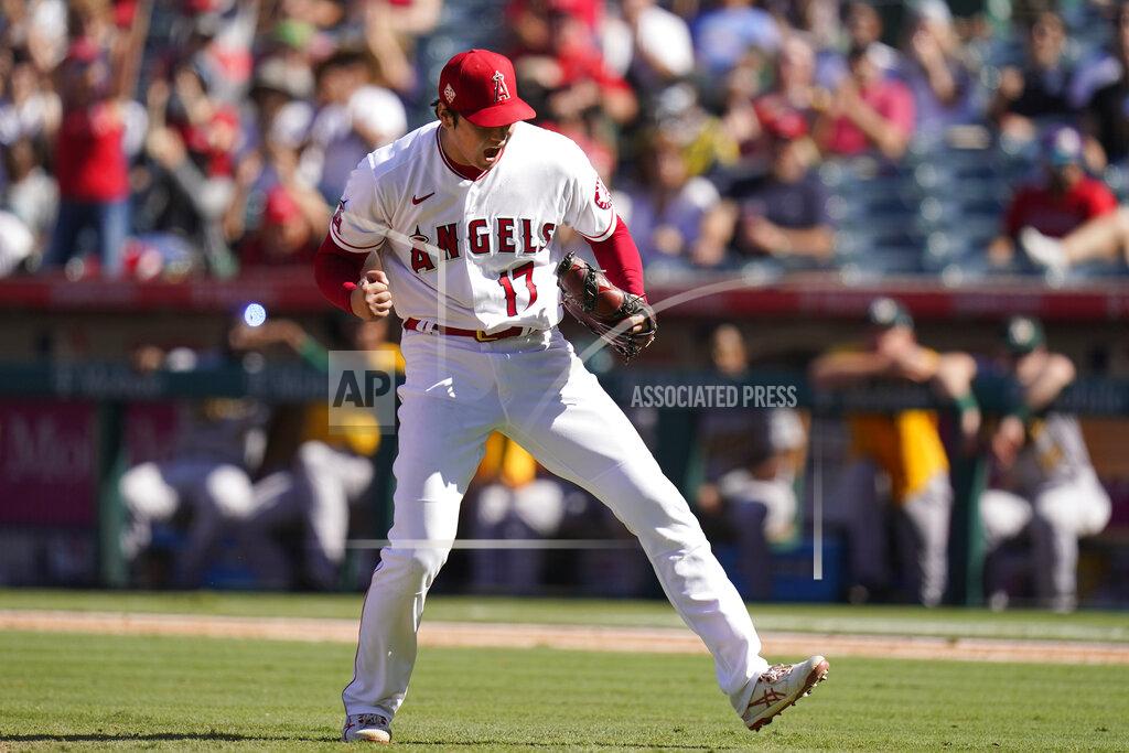 Jae C. Hong Los Angeles Angels starting pitcher Shohei Ohtani, of Japan, pumps his fist after striking out Oakland Athletics' Matt Chapman to end the eighth inning of a baseball game Sunday, Sept. 19, 2021, in Anaheim, Calif. (AP Photo/Jae C. Hong)