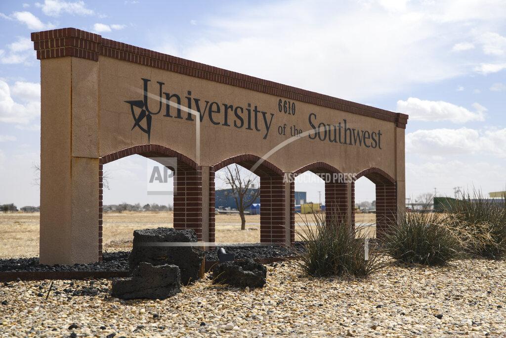 Eli Hartman The University of the Southwest hosted a news conference Thursday, March 17, 2022 regarding the USW golf team car wreck at their campus in Hobbs, N.M. Late Tuesday, the University of the Southwest men's and women's golf teams were involved in a fatal car crash half a mile north of State Highway 115 on Farm-to-Market Road 1788 in Andrews County while on the way back from tournament play in Midland. Nine people were killed in the wreck including six students, one coach, and two in a pickup that collided head-on with the university's van. (Eli Hartman/Odessa American via AP)