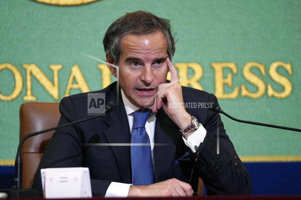 Hiro Komae Director General of the International Atomic Energy Agency (IAEA) Rafael Grossi speaks during a news conference at the Japan National Press Club in Tokyo, Friday, May 20, 2022. Responding to questions about risks of accidents amid the war in Ukraine, Grossi said there is a robust set of precautions to prevent attacks on nuclear facilities like the huge atomic power facility in Zaporizhzhia but added that similar care must be taken to avoid disasters from dams and chemical facilities. (AP Photo/Hiro Komae)