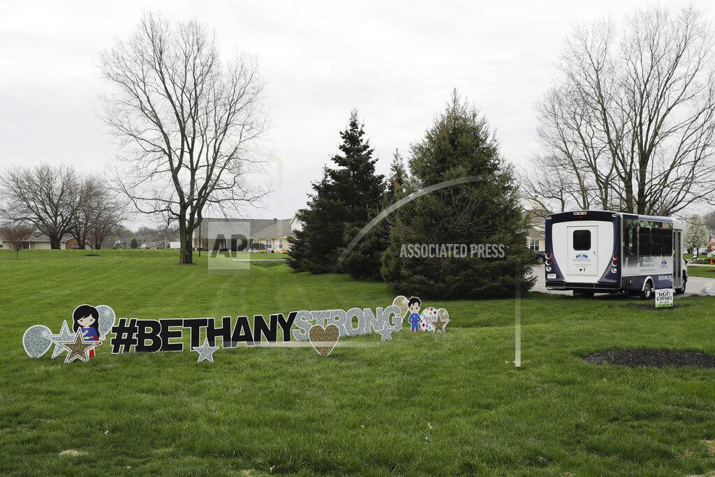 Darron Cummings A sign is displayed at the Bethany Pointe Health Campus, Saturday, April 11, 2020, in Anderson, Ind. Multiple residents at the Indiana nursing home have died from COVID-19. The new coronavirus causes mild or moderate symptoms for most people, but for some, especially older adults and people with existing health problems, it can cause more severe illness or death. (AP Photo/Darron Cummings)
