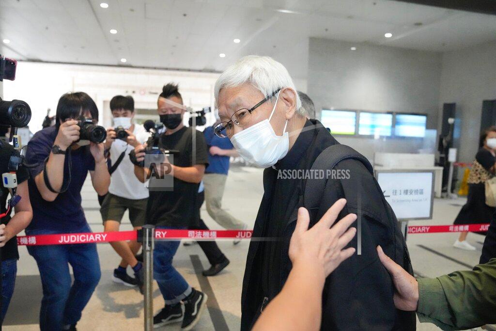 Kin Cheung Catholic Cardinal Joseph Zen arrives for an appearance at a court in Hong Kong as he was charged in relation to their past fundraising for activists, Tuesday, May 24, 2022. (AP Photo/Kin Cheung)