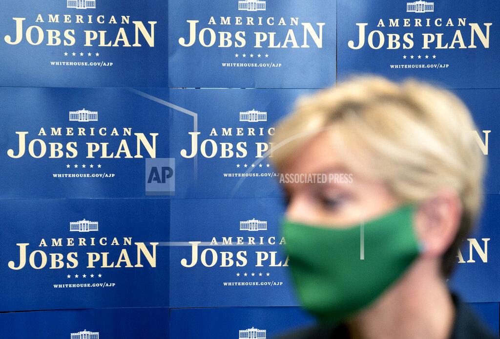 Stefani Reynolds FILE - In this May 3, 2021, file photo Energy Secretary Jennifer Granholm speaks during a roundtable discussion at Howard University in Washington. (Stefani Reynolds/Pool via AP, File)