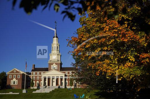 FILE - The Miller Library at Colby College is seen, Thursday, Oct. 7, 2021, in Waterville, Maine. Colby College is banning discrimination based on caste, a system of inherited social class, becoming one of the nation's earliest colleges to do so. "You have to first name what it is to say: This exists, we name it, we stand against it,” said Sonja Thomas, associate professor and department chair of women’s, gender and sexuality studies at Colby. (AP Photo/Robert F. Bukaty, File)
