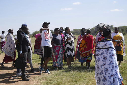 Family and friends gathered to mourn Anthony Shungea Pasha who was thoroughly dismembered and killed by hyenas while he was collecting firewood at a forest neighbouring his homestead, in Kajiado, Kenya Tuesday, Feb. 6, 2024. The wild animals from the Nairobi National Park have been distressing the community. &quot;Everything has been killed in this homestead. Cows were killed, goats and now its people. We haven't found any part of the deceased. We have not been given any help,&quot; Gladys Maingu, relative to Pasha, echoed. (AP Photo/Brian Inganga)