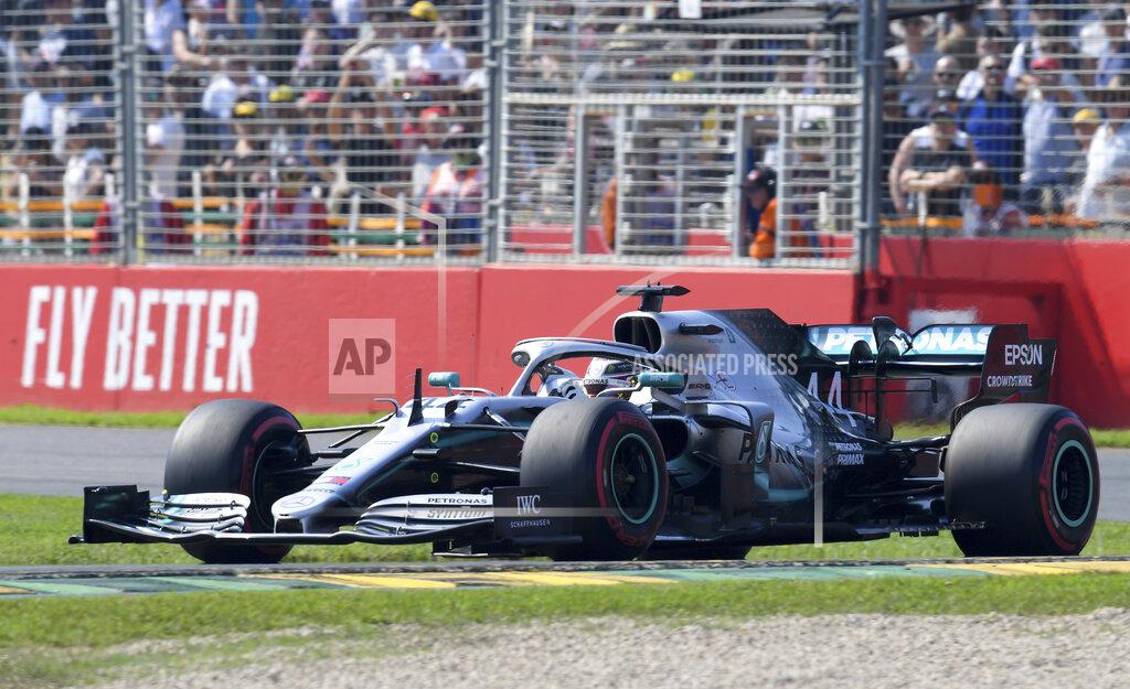 Andy Brownbill Mercedes driver Lewis Hamilton of Britain drives his car during the final practice session for the Australian Grand Prix in Melbourne, Australia, Saturday, March 16, 2019. The first race of the year is Sunday. (AP Photo/Andy Brownbill)